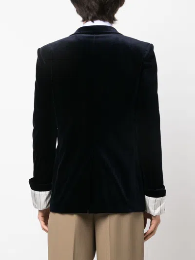 Shop Gucci Navy Blue Detachable-sleeved Single-breasted Jacket For Men In Fw23