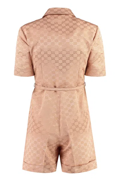 Shop Gucci Pink Cotton Playsuit For Women