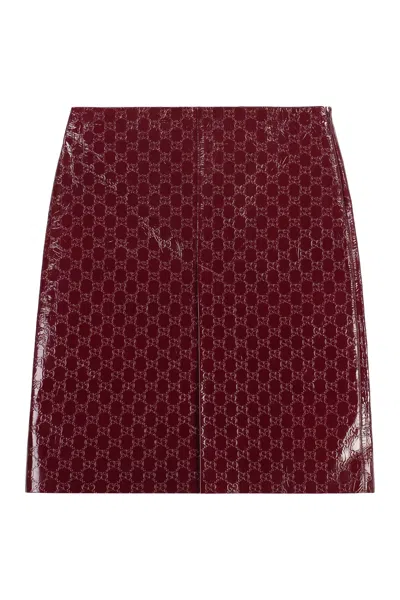 Shop Gucci Red Gg Motif Skirt For Women