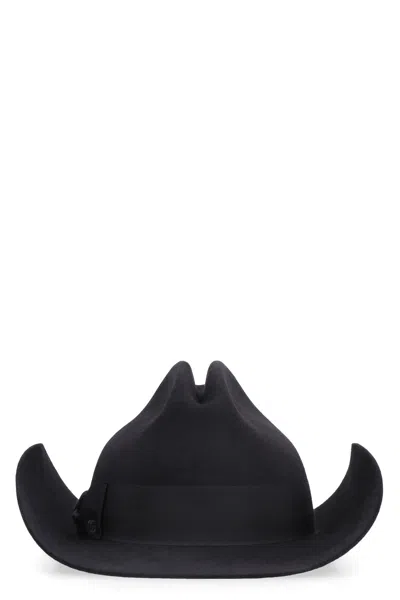 Shop Gucci Stylish Unisex Black Felt Fedora Hat For Fw22