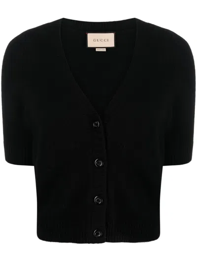 Shop Gucci V-neck Wool-cashmere Cardigan For Women In Black