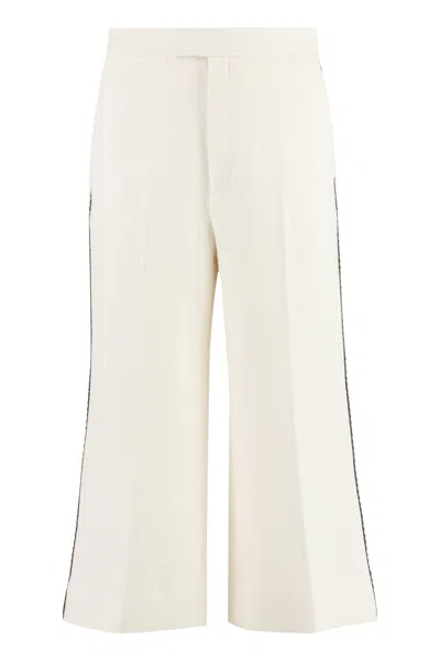Shop Gucci White Tweed Trousers With Contrasting Trimmings