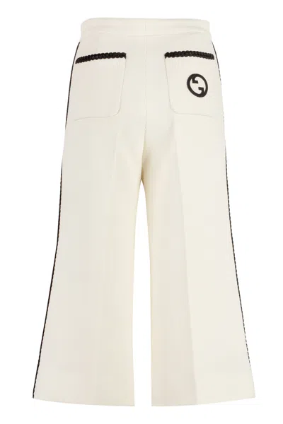 Shop Gucci White Tweed Trousers With Contrasting Trimmings