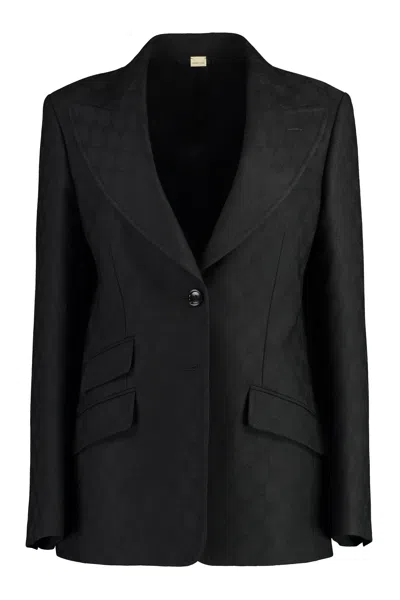 Shop Gucci Luxurious Wool Jacquard Jacket For Women In Black