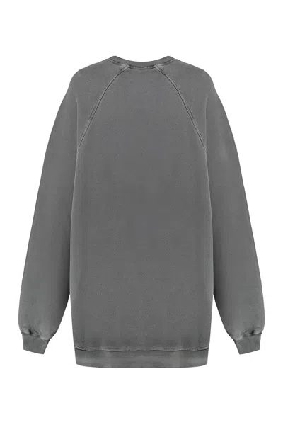 Shop Halfboy Women's Grey Ribbed Cotton Crew-neck Sweatshirt For Ss24