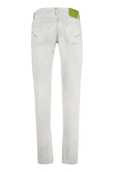 Shop Handpicked Men's Grey Distressed Slim Fit Jeans
