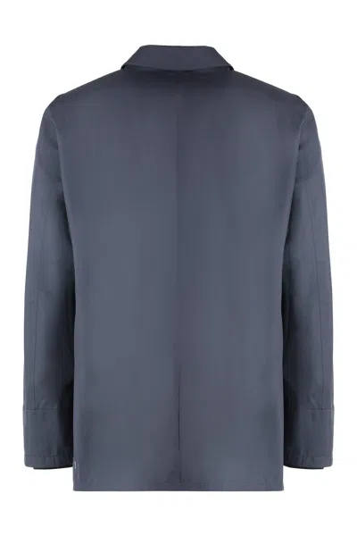 Shop Herno Blue Techno Fabric Raincoat For Men