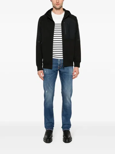 Shop Herno Men's Black Panelled Zip-up Hoodie For Ss24