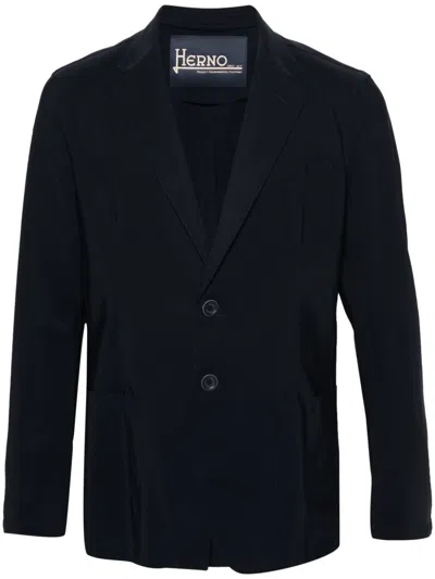 Shop Herno Navy Single-breasted Blazer Jacket For Men In Blue