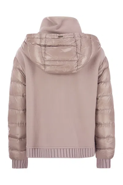 Shop Herno Pink Double Wool Blend Bomber Jacket With Ultralight Nylon Details For Women