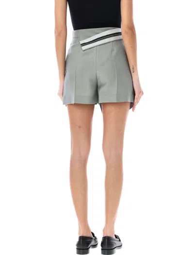 Shop Fendi High Waisted Mohair Shorts With Asymmetric Panel By  For Women In Shadow_grey
