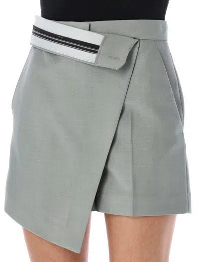 Shop Fendi High Waisted Mohair Shorts With Asymmetric Panel By  For Women In Shadow_grey