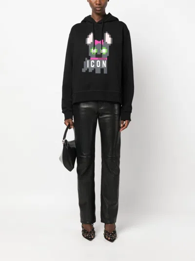 Shop Dsquared2 Iconic Black Cotton Hoodie For Women From