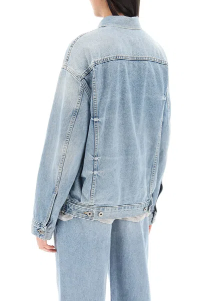 Shop Interior Oversized Denim Jacket With A Faded Wash For Women In Light Blue