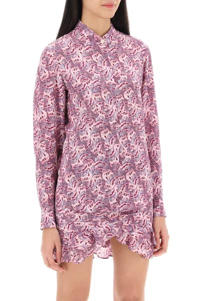 Shop Isabel Marant Abstract Floral Georgette Shirt For Women In Purple