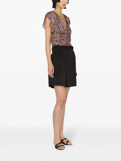 Shop Isabel Marant Black Cotton Cargo Shorts For Women