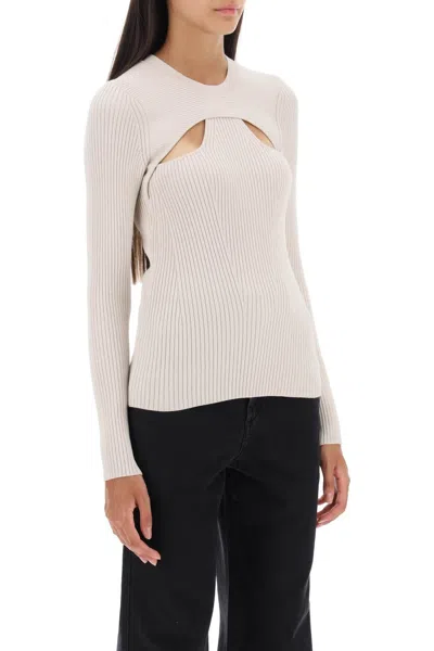 Shop Isabel Marant Ribbed Cut-out Sweater In Beige For Women | Fw23 Collection
