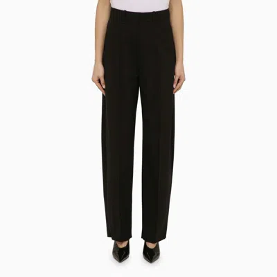 Shop Isabel Marant Black Wool Trousers For Women With Front Zip And Hook Fastening