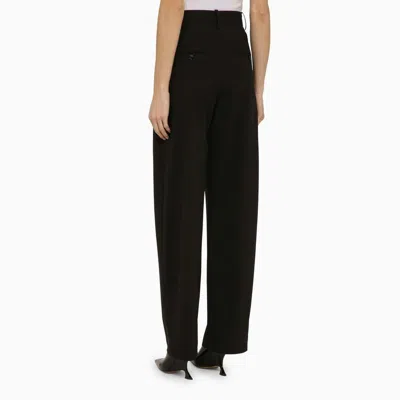 Shop Isabel Marant Black Wool Trousers For Women With Front Zip And Hook Fastening