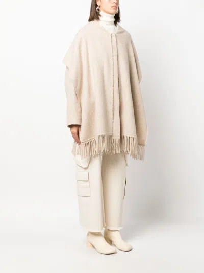 Shop Isabel Marant Étoile Effortless Style: Recycled Wool Cape In Ecrucast By Marant Étoile