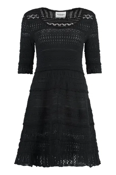 Shop Isabel Marant Étoile Black Embroidered Cotton Mini Dress