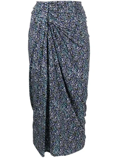 Shop Isabel Marant Étoile Blue Spot Print Midi Skirt For Women