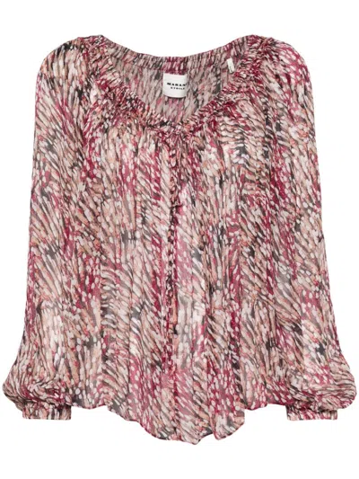Shop Isabel Marant Étoile Raspberry Printed V-neck Top For Women In Pink