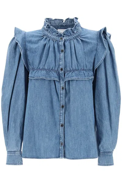 Shop Isabel Marant Étoile Women's Blue Denim Shirt For Ss24 Season
