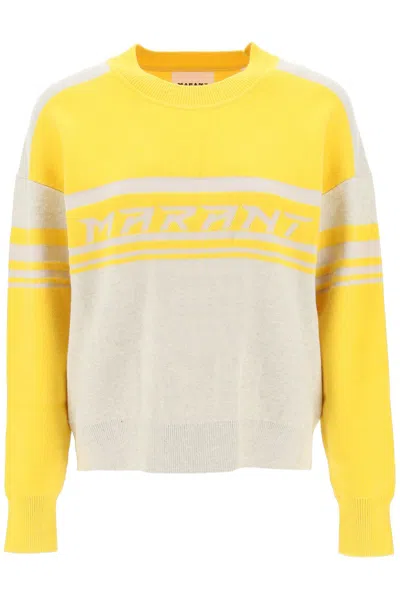 Shop Isabel Marant Étoile Women's Mixed Colors Jacquard Logo Sweater For Fw23 In Multicolor