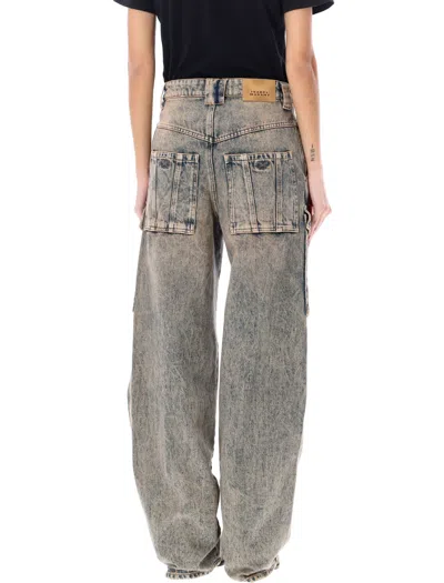 Shop Isabel Marant Étoile Women's Washed Denim Cargo Trousers In Pinkies Blue