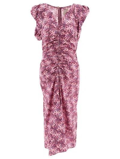 Shop Isabel Marant Purple V-neck Ruffled Dress For Women In Ss24