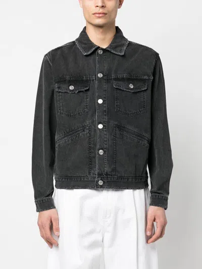 Shop Isabel Marant Men's Black Denim Jacket For Spring/summer 2024 In Faded Black