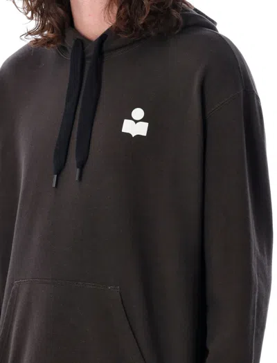 Shop Isabel Marant Men's Black Matte Logo Hoodie For Ss24 Collection