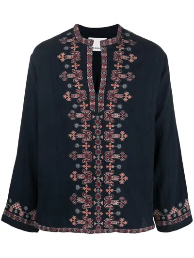 Shop Isabel Marant Men's Blue Cikariah Blouse For Ss23 In Faded Night