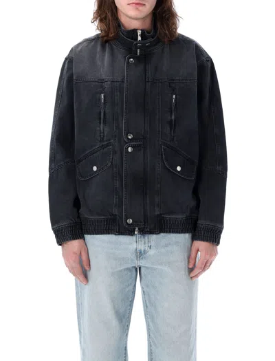 Shop Isabel Marant Men's Faded Black Denim Jacket For Ss24