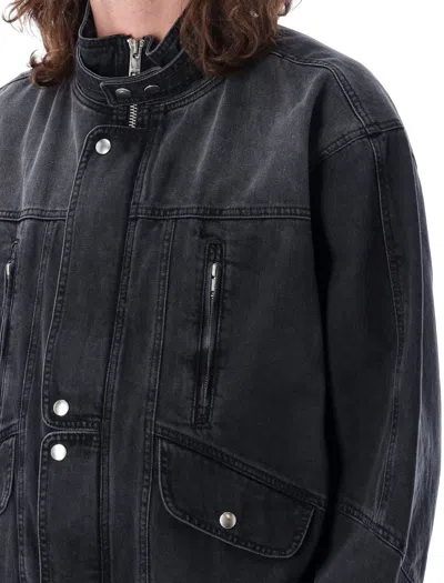 Shop Isabel Marant Men's Faded Black Denim Jacket For Ss24