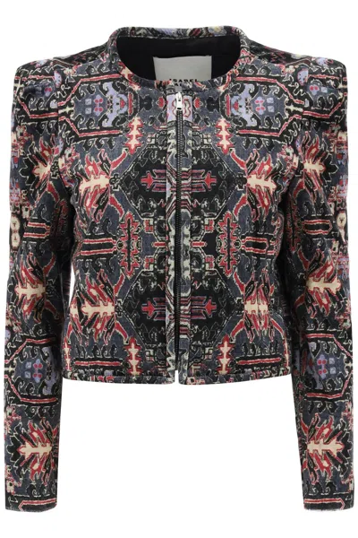 Shop Isabel Marant Multi-colored Cropped Jacket In Persian Velvet Print In Multicolor