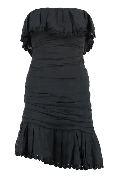 Shop Isabel Marant Off-the-shoulder Ruffle Dress In Black