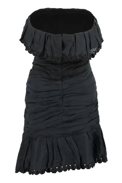 Shop Isabel Marant Off-the-shoulder Ruffle Dress In Black
