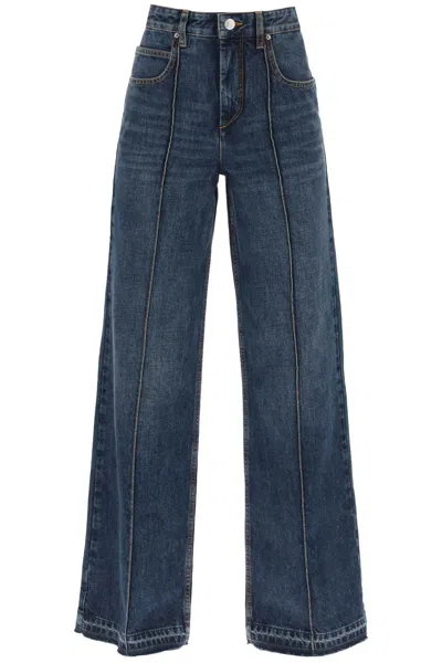 Shop Isabel Marant Vintage-washed Cotton Denim Flared Jeans For Women In Blue