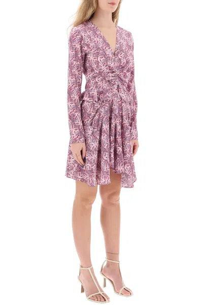 Shop Isabel Marant Silk Mini Dress With Asymmetric Skirt And Flirty Details In Purple