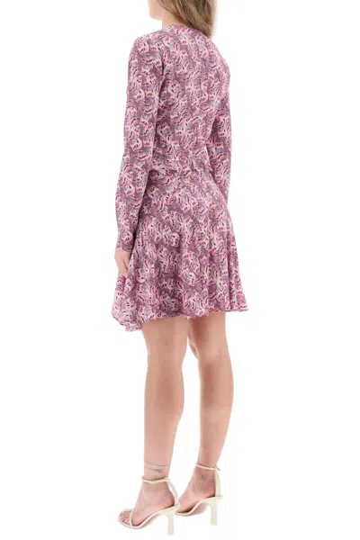 Shop Isabel Marant Silk Mini Dress With Asymmetric Skirt And Flirty Details In Purple