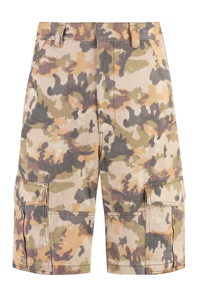Shop Isabel Marant Ss23 Men's Multicolor Camouflage Cargo Shorts