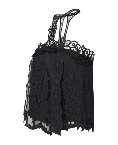 Shop Isabel Marant Black Lace V-neck Top For Women