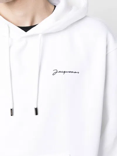Shop Jacquemus Embellished Organic-cotton Hoodie For Men In White