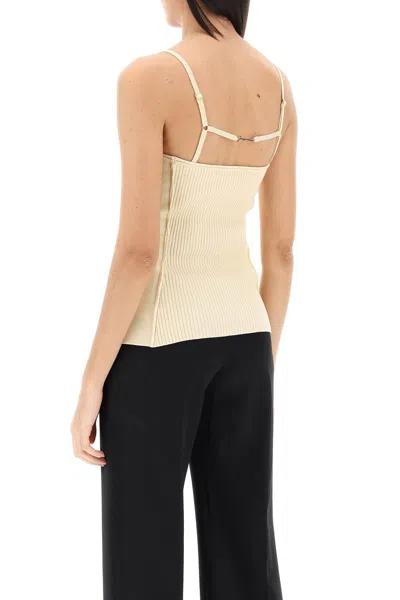 Shop Jacquemus Sophisticated Ribbed Knit Top In Grey