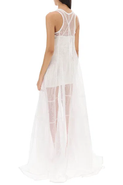 Shop Jacquemus Elegant Sequined Negligee Dress In White For Women