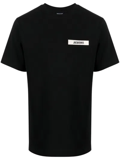 Shop Jacquemus Logo Patch Cotton T Shirt In Black
