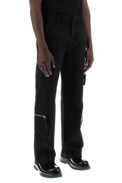Shop Jacquemus Men's Cargo Pants In Brown Canvas With Zippered Pockets And J Loop Detail In Black