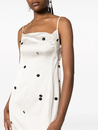 Shop Jacquemus Polka-dot Midi Dress For Women In Off-white And Black